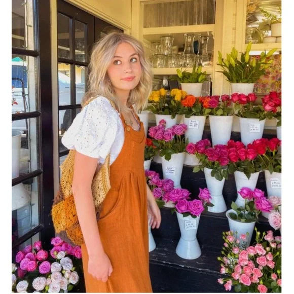 Free People Sun Drenched Overalls Black Sleeveless Jumpsuit Button Details S NWT - Picture 9 of 13